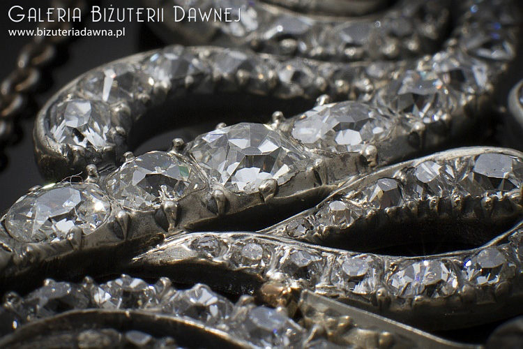 Naszyjnik srebrno-złoty z brylantami i diamentami starego szlifu - 5,80 CT - XIX/XX w.