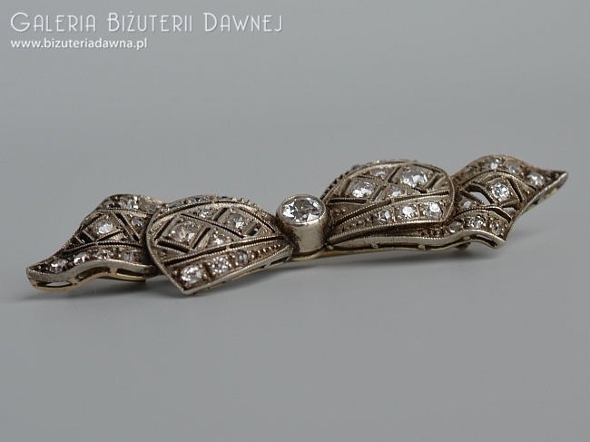 Broszka złota z diamentami starego szlifu - 1.25 ct - Austro-Węgry, Lwów/Kraków