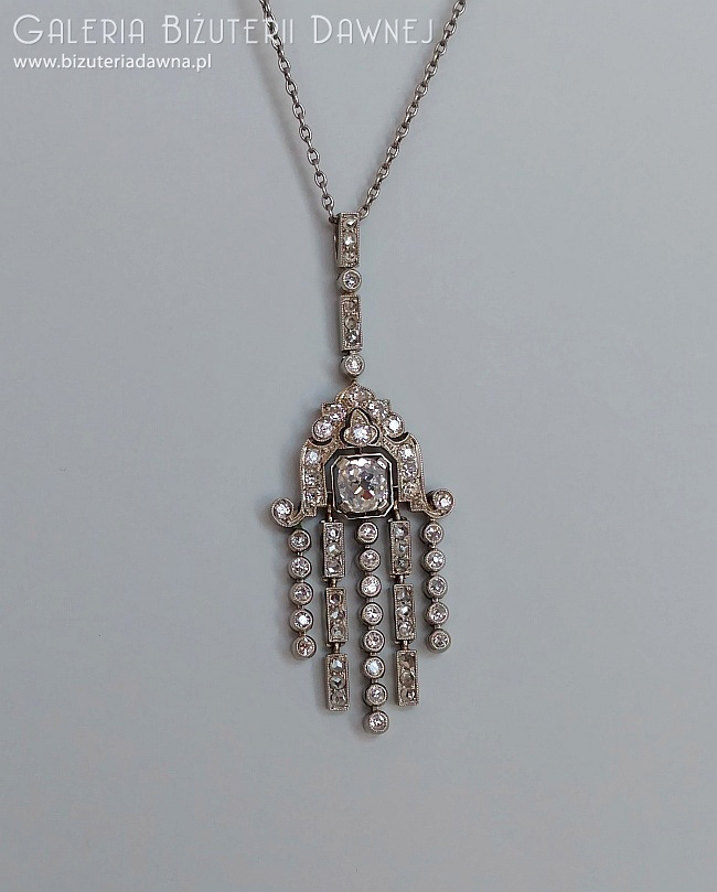 Naszyjnik art deco - diamenty w starym szlifie 1,45 ct, Wiedeń lata 1920.