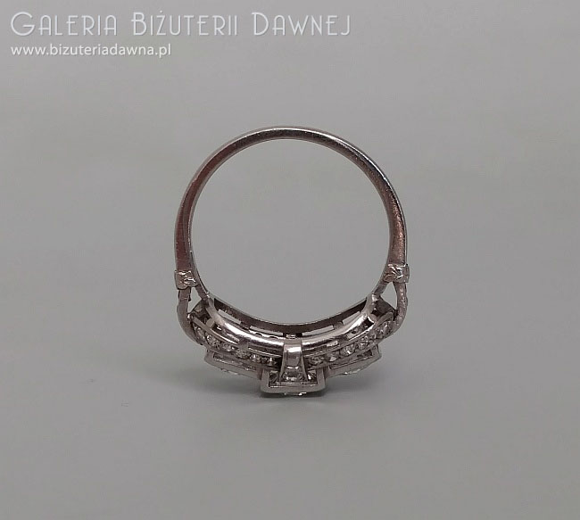 Art deco - pierścionek platynowy z diamentami starego szlifu - 1,88 ct - lata 20. XX w.