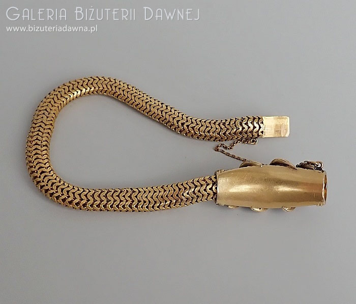 Bransoleta złota z perłami, diamentami i emalią, XIX w. 