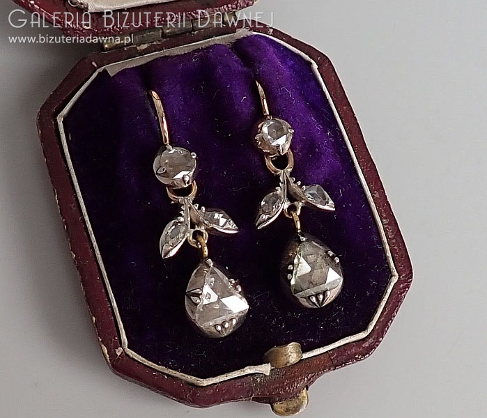 Kolczyki z diamentami w szlifach rozet 1,70 ct, XIX w. 