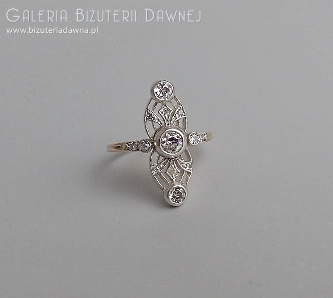 Wiedeń - belle epoque - ok. 1900 r. - pierścionek z diamentami starego szlifu - 0,65 ct