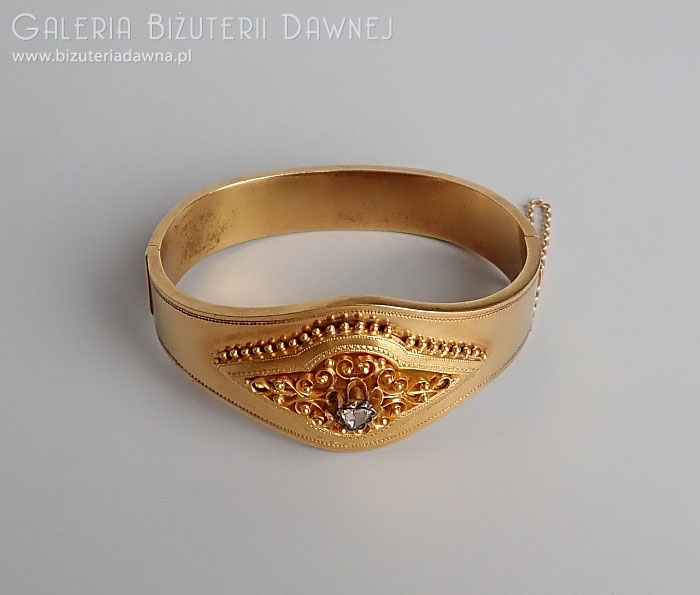 Etruscan revival style  - bransoleta z diamentem starego szlifu, Austro-Węgry, 1866-1872