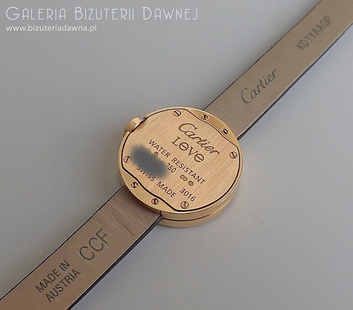 Cartier Love - kultowy złoty zegarek z brylantami, certyfikat, etui, dokumentacja