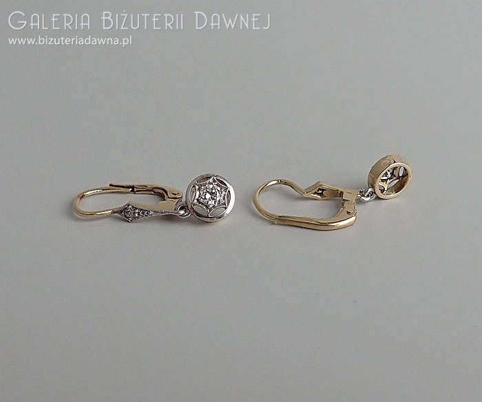 Komplet biżuterii - naszyjnik typu négligée i kolczyki, platynowo-złote, z brylantami, l.20/30. XX w., w oryginalnym etui