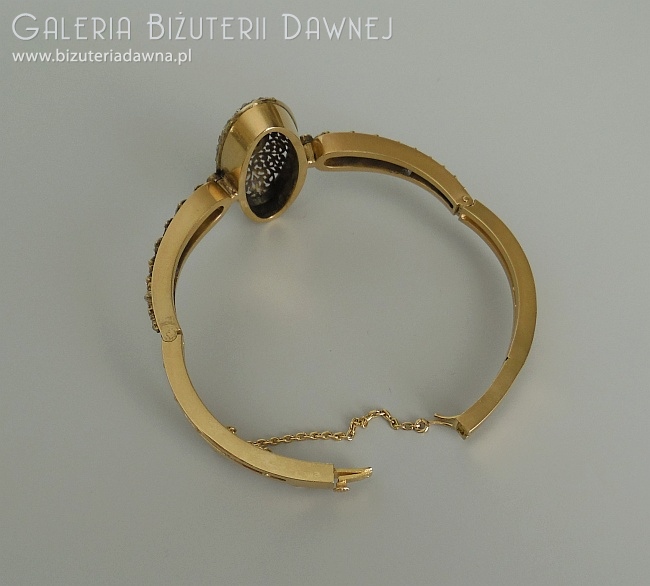 Bransoleta złota z diamentami starego szlifu - 1,50 ct i turkusem, Wiedeń XIX w.
