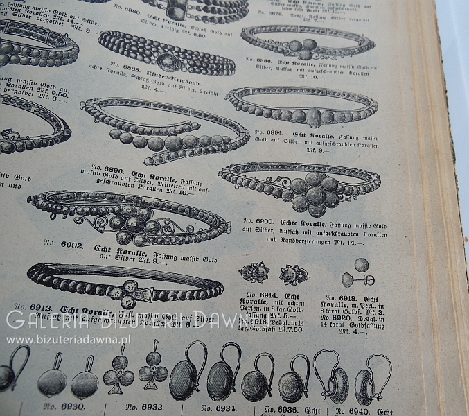 XIX. w. bransoleta z koralami szlachetnymi i perełkami, BRESLAU