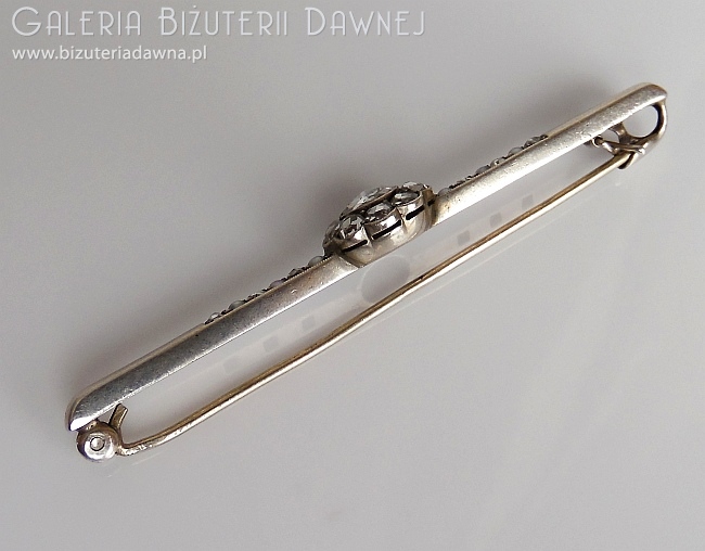 Brosza srebrna z diamentami starego szlifu 1 CT - i perłami głębinowymi - II połowa XIX w.
