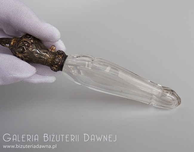 Kryształowy flakon na perfumy ze srebrnym zamknięciem,   w oryginalnym etui - Souvenir de Constantinople 1836-76